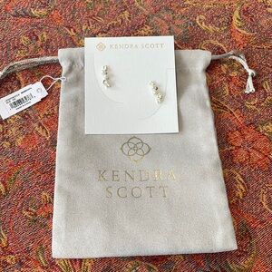 Kendra Scott Leighton Gold Pearl Ear Climber Earrings in White